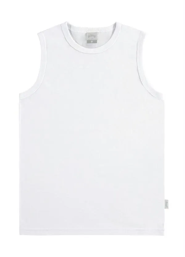 Alakazoo - Regata Meia Malha Menino Básica Branco 3