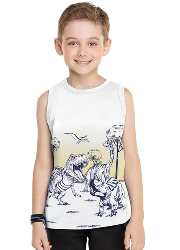 Alenice - Regata Meia Malha Mundo dos Dinos Meninos Branco