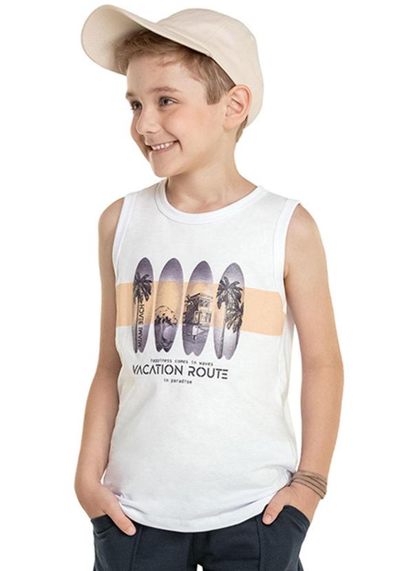 Alenice - Regata Meia Malha Rota de Férias Menino Branco 1