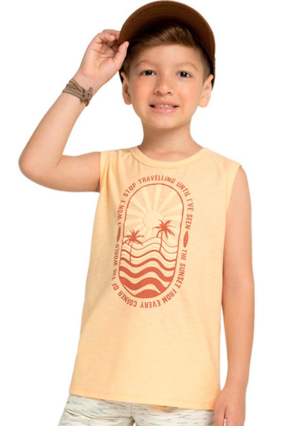 Marlan - Regata Menino em Meia Malha Flamê Amarelo