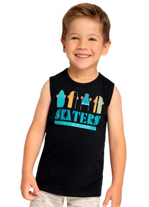 Marlan - Regata Menino em Meia Malha Penteada Preto - MARLAN