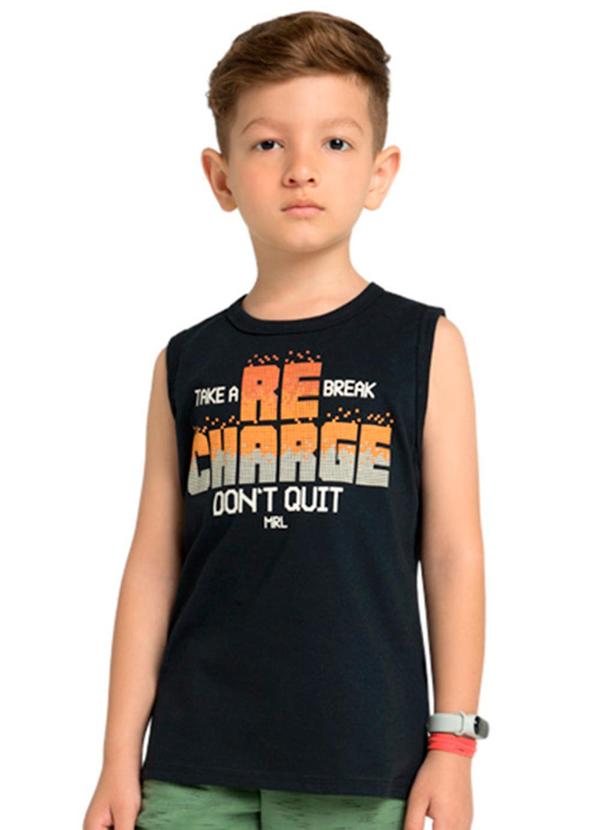 Marlan - Regata Menino em Meia Malha Penteada Preto