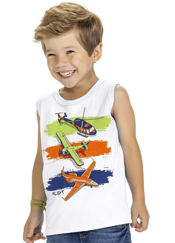 Kyly - Regata Menino Estampa Aviões Branco