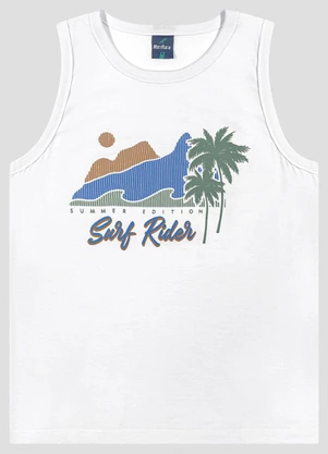 Reirex - Regata Menino Meia Malha Estampada Branco - REIREX