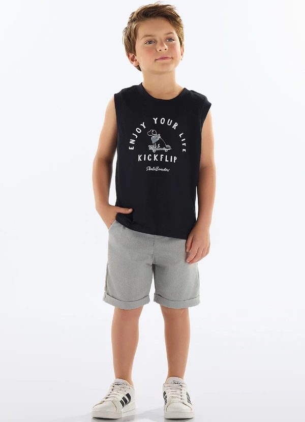 Quimby - Regata Menino Meia Malha Preto 2