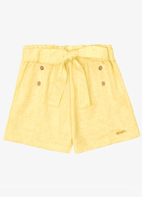 Trick Nick - Shorts Verão Menina Curto com Lacinho Amarelo