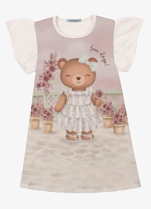 Trick Nick - Vestido Verão Menina Midi com Estampa Bege - TRICK NICK