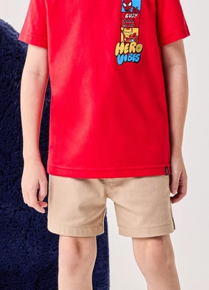 Bimbi - Bermuda Infantil Menino Bege com Cadarço Bege - BIMBI
