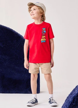 Bimbi - Bermuda Infantil Menino Bege com Cadarço Bege - BIMBI