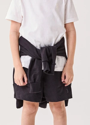 Bimbi - Bermuda Infantil Menino Preta Básica Preto - BIMBI