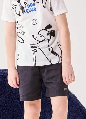 Bimbi - Bermuda Infantil Menino Preta com Cadarço Preto - BIMBI