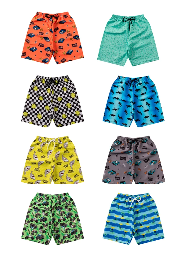 Atelie da Crianca - Kit 5 Bermudas de Tactel Cores Sortidas