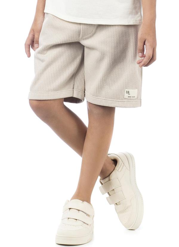 Lik Boys - Short Avulso em Malha Jacquard Tresse Bege