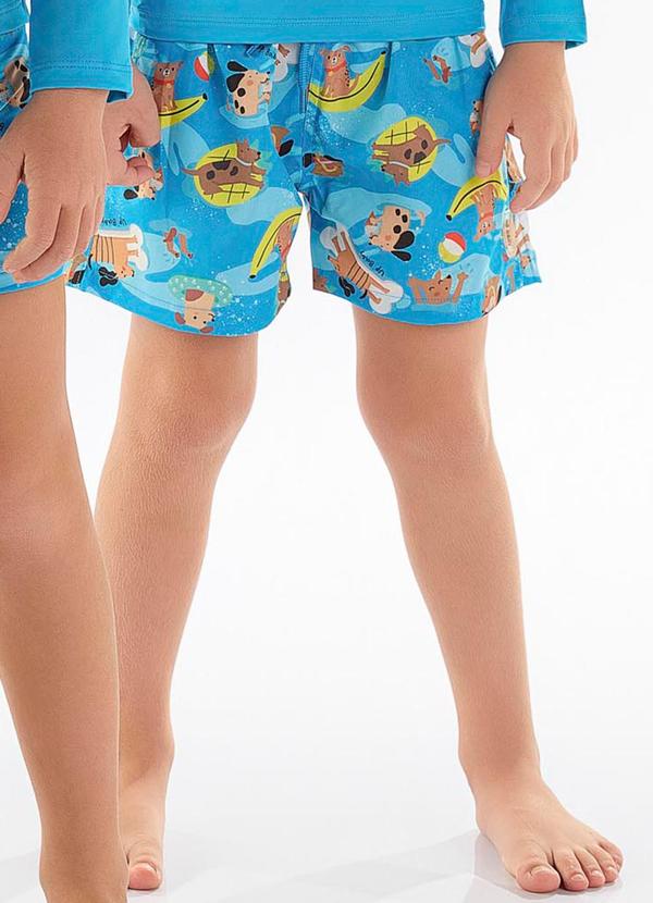 Up Baby - Short de Praia Infantil para Menino Azul