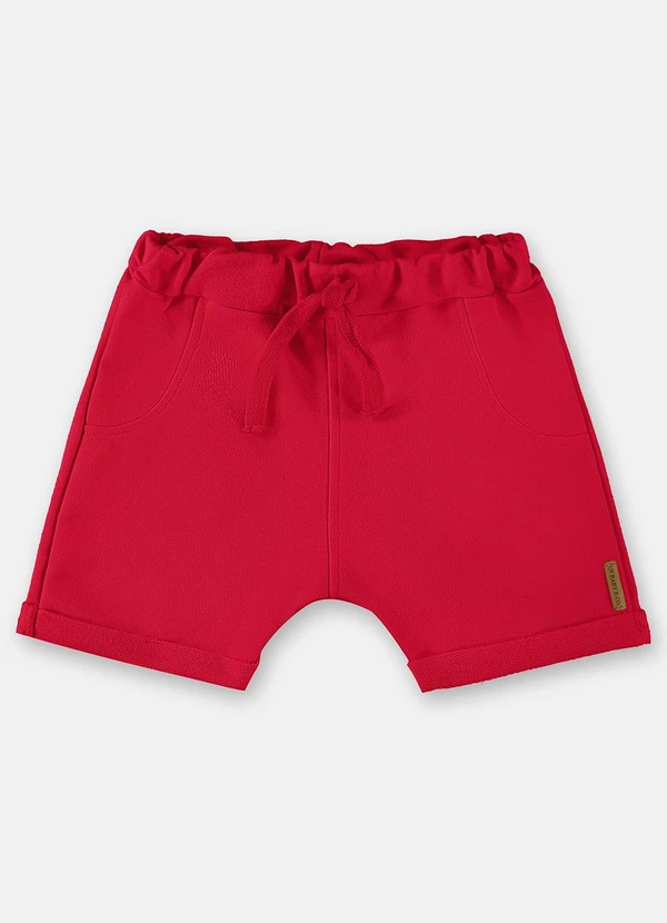 Up Baby - Short em Moletom Básico para Bebê Vermelho
