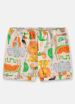 Up Baby - Short em Suedine para Bebê Menino Bege - UP BABY