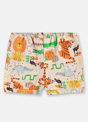 Up Baby - Short em Suedine para Bebê Menino Bege - UP BABY