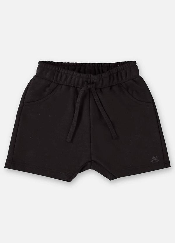 Up Baby - Short para Bebê Menino em Moletom Preto