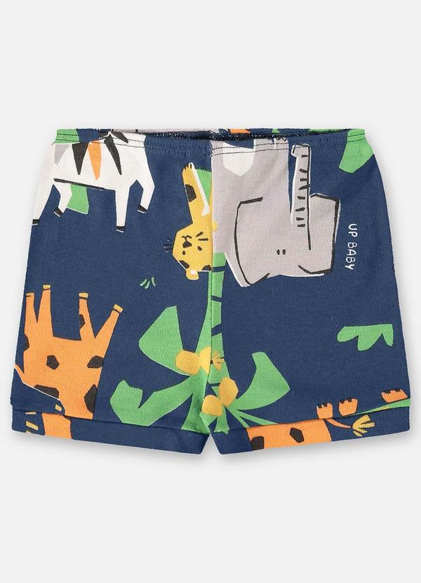 Up Baby - Short para Bebê Menino em Suedine Azul