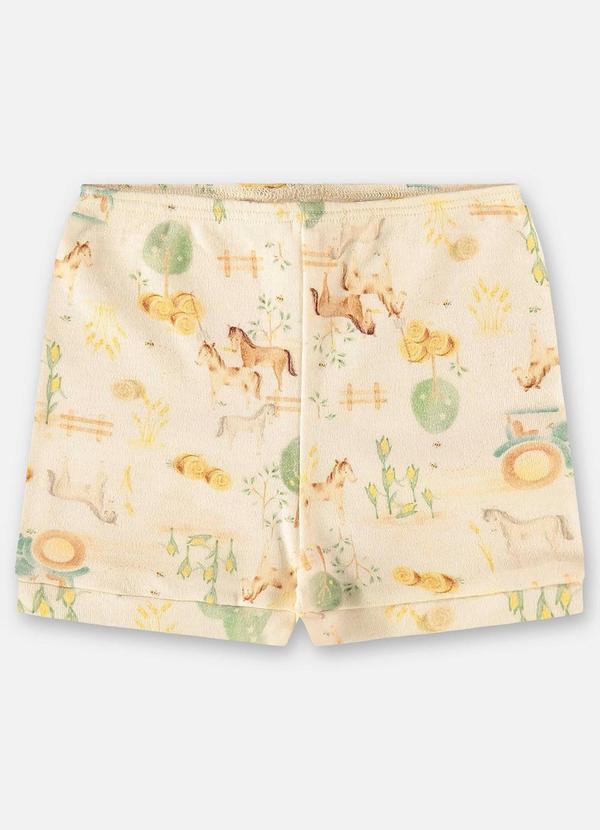 Up Baby - Short para Bebê Menino em Suedine Bege