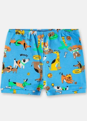 Up Baby - Short para Bebê Menino em Suedine Azul - UP BABY