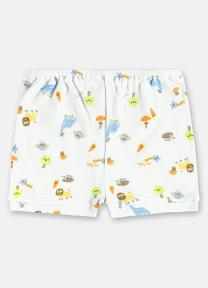 Up Baby - Short para Bebê Menino em Suedine Branco - UP BABY