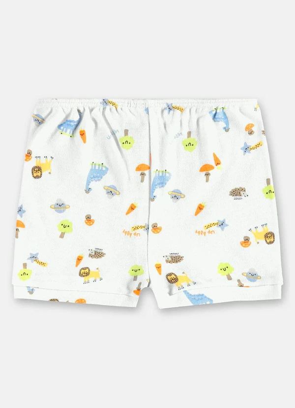 Up Baby - Short para Bebê Menino em Suedine Branco 2