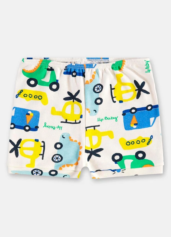 Up Baby - Short para Bebê Menino em Suedine Branco 1