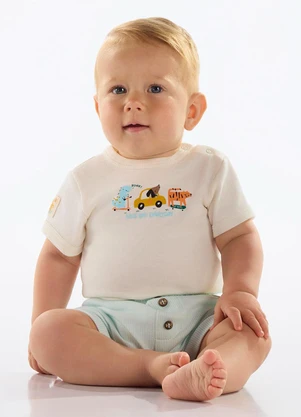 Up Baby - Short Suedine Bebê Menino Azul - UP BABY