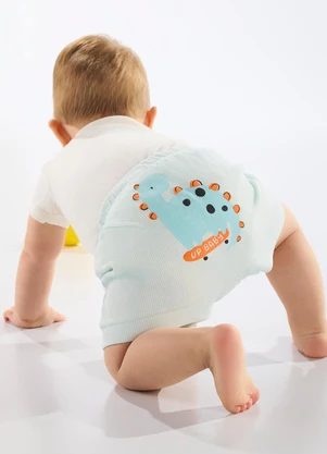 Up Baby - Short Suedine Bebê Menino Azul - UP BABY