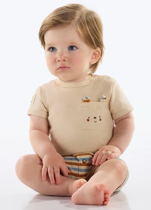 Up Baby - Short Suedine Bebê Menino Marrom - UP BABY