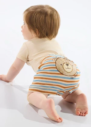 Up Baby - Short Suedine Bebê Menino Marrom - UP BABY