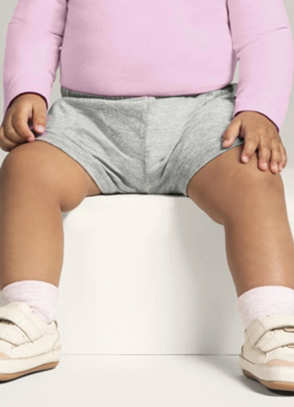 Brandili Baby - Shorts Bebê Unissex em Malha Cinza