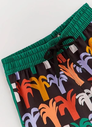 Bento - Shorts de Poliéster Rio Arvoredo Preto - BENTO