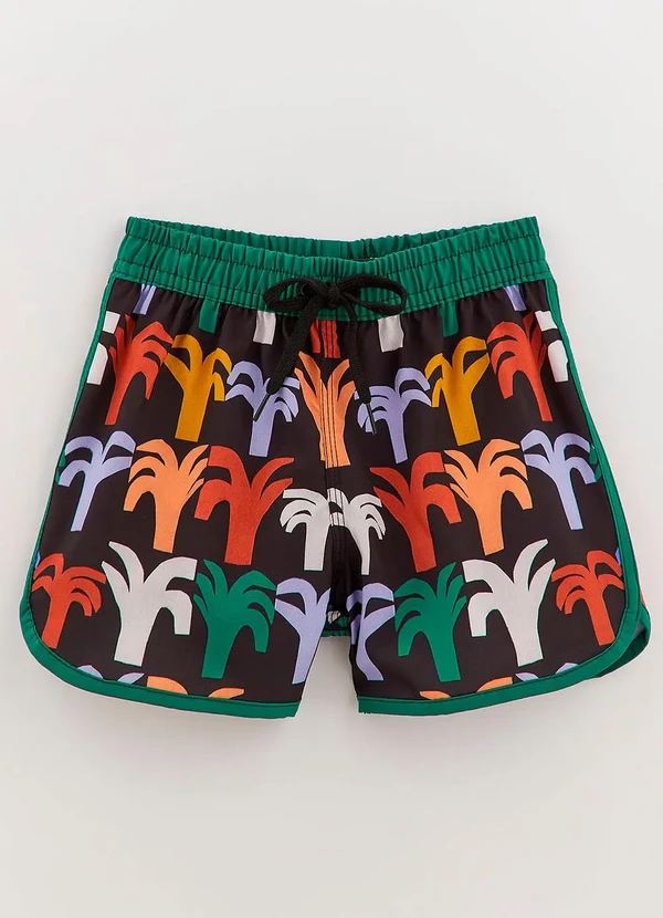 Bento - Shorts de Poliéster Rio Arvoredo Preto