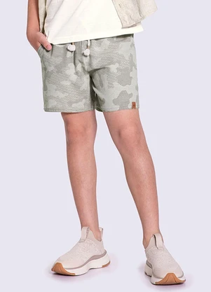 Alakazoo - Shorts Menino com Estampa Camuflada Bege - ALAKAZOO