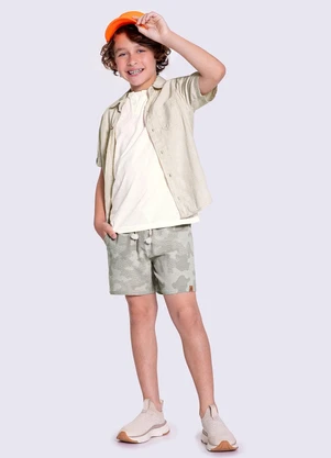 Alakazoo - Shorts Menino com Estampa Camuflada Bege - ALAKAZOO