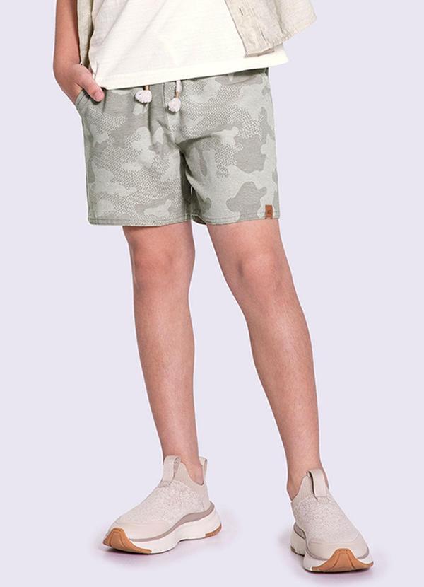 Alakazoo - Shorts Menino com Estampa Camuflada Bege