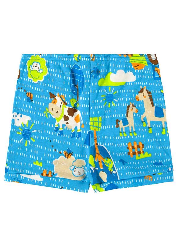 Up Baby - Shorts para Bebê Menino em Suedine Azul