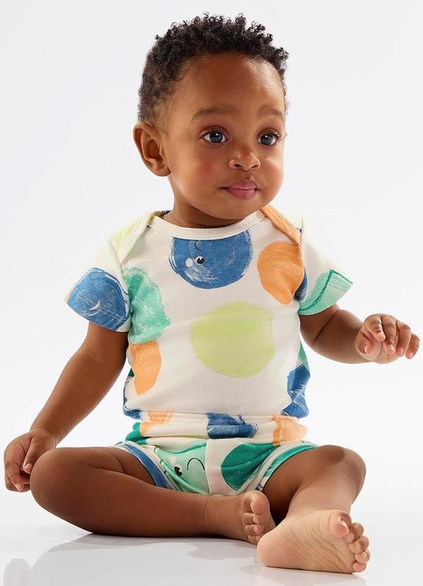 Up Baby - Shorts para Bebê Menino em Suedine Bege 2