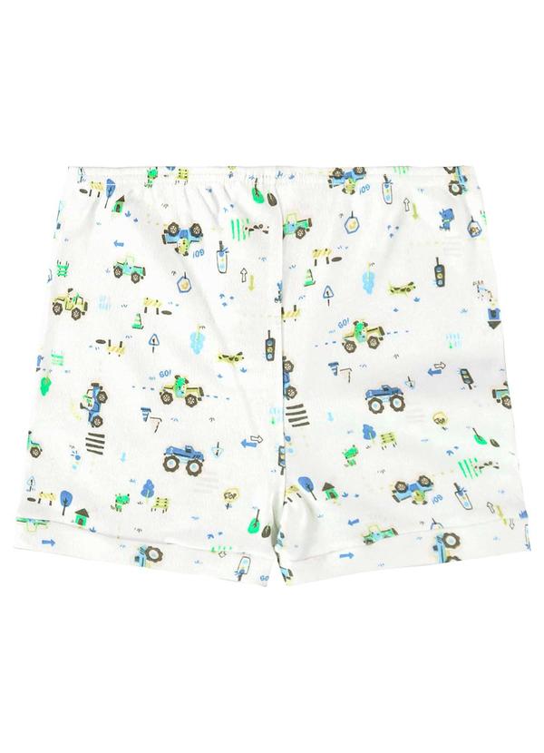 Up Baby - Shorts para Bebê Menino em Suedine Branco 2