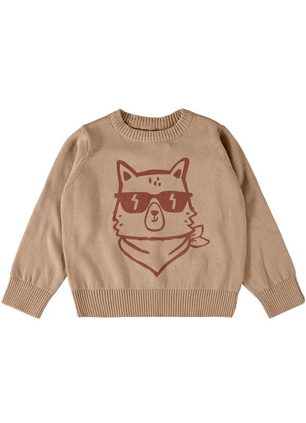 Malwee Kids - Blusão Bichinho em Tricô Unissex Marrom