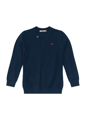 Carinhoso - Blusão em Tricô com Bordado Menino Azul - CARINHOSO