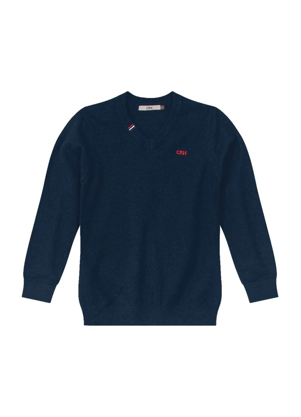 Carinhoso - Blusão em Tricô com Bordado Menino Azul