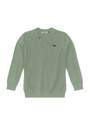 Carinhoso - Blusão em Tricô com Bordado Menino Verde - CARINHOSO