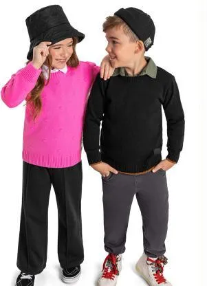 Quimby - Blusão Infantil em Tricot Preto - QUIMBY