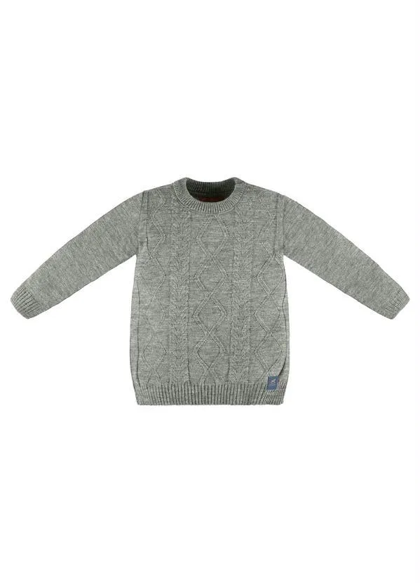 Up Baby - Blusão Infantil Menino em Tricot Cinza