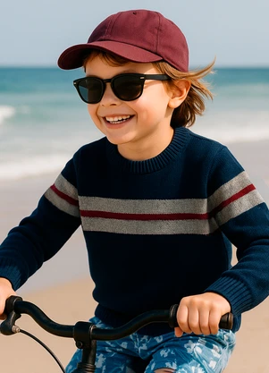 Anadoda - Sueter Infantil com Detalhe em Listra Azul - ANADODA