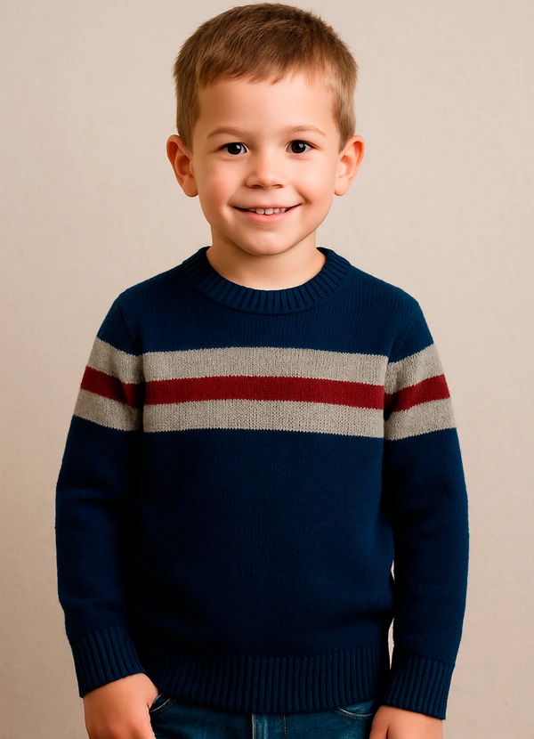 Anadoda - Sueter Infantil com Detalhe em Listra Azul