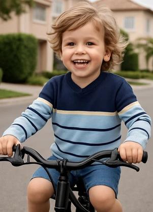 Anadoda - Sueter Infantil Decote V Azul - ANADODA